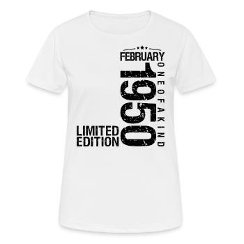 Anniversaire Février 1950 Février né en Février - T-shirt respirant Femme - blanc - Devant - AI Model Female 172 dark (172cm)
