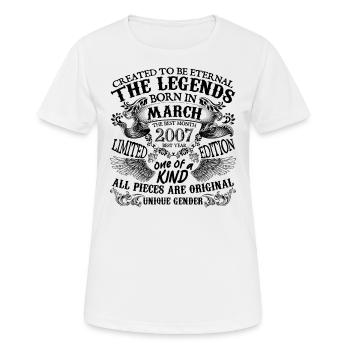 Anniversaire 2007 Mars 2007 né en Mars 2007 - T-shirt respirant Femme - blanc - Devant - AI Model Female 172 dark (172cm)