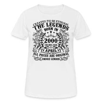 Anniversaire 2000 Avril 2000 né en Avril 2000 - T-shirt respirant Femme - blanc - Devant - AI Model Female 172 dark (172cm)