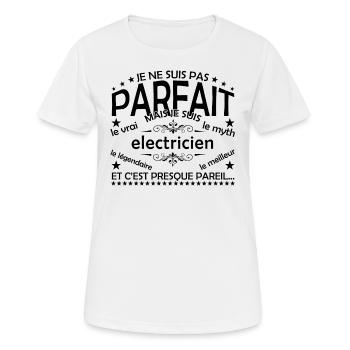 Electricien cadeau Electricien le vrai Electricien - T-shirt respirant Femme - blanc - Devant - AI Model Female 172 dark (172cm)
