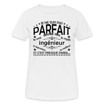 Ingénieur cadeau Ingénieur le vrai Ingénieur - T-shirt respirant Femme - blanc - Devant - AI Model Female 172 dark (172cm)
