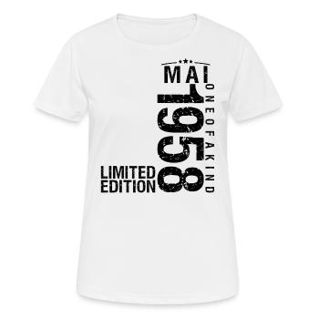 Anniversaire Mai 1958 Mai né en Mai - T-shirt respirant Femme - blanc - Devant - AI Model Female 172 dark (172cm)