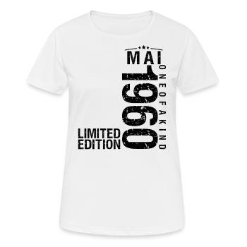 Anniversaire Mai 1960 Mai né en Mai - T-shirt respirant Femme - blanc - Devant - AI Model Female 172 dark (172cm)