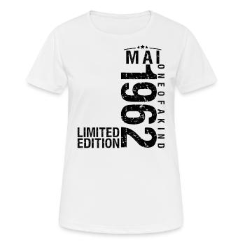 Anniversaire Mai 1962 Mai né en Mai - T-shirt respirant Femme - blanc - Devant - AI Model Female 172 dark (172cm)