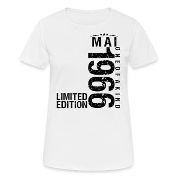 Anniversaire Mai 1966 Mai né en Mai - T-shirt respirant Femme - blanc - Devant - AI Model Female 172 dark (172cm)