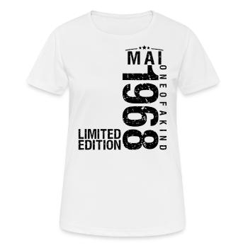 Anniversaire Mai 1968 Mai né en Mai - T-shirt respirant Femme - blanc - Devant - AI Model Female 172 dark (172cm)