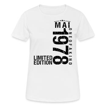 Anniversaire Mai 1978 Mai né en Mai - T-shirt respirant Femme - blanc - Devant - AI Model Female 172 dark (172cm)