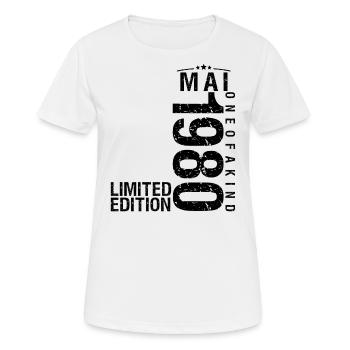 Anniversaire Mai 1980 Mai né en Mai - T-shirt respirant Femme - blanc - Devant - AI Model Female 172 dark (172cm)