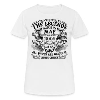 Anniversaire 2005 Mai 2005 né en Mai 2005 - T-shirt respirant Femme - blanc - Devant - AI Model Female 172 dark (172cm)