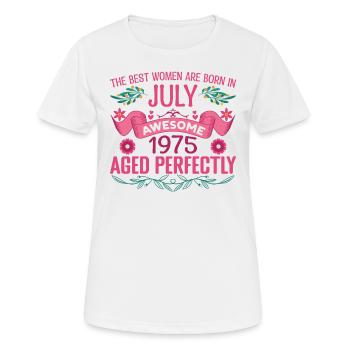 Juillet 1975 anniversaire femme Juillet 1975 - T-shirt respirant Femme - blanc - Devant - AI Model Female 172 dark (172cm)