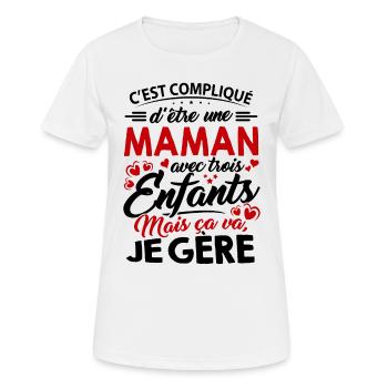 T-Shirt der Mutter Tages - Mamma mit drei Kindern - Frauen T-Shirt atmungsaktiv - Weiß - Vorne - AI Model Female 172 dark (172cm)
