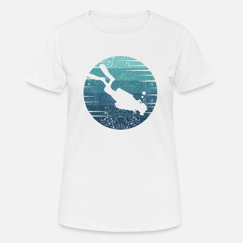 Palmes de plongée Lunettes de plongée Masque de plongée Diver Diver - T-shirt respirant Femme - blanc