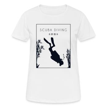 Plongée sous-marine Lunettes Hanzi chinoises Plongée sous-marine - T-shirt respirant Femme - blanc - Devant - AI Model Female 172 dark (172cm)