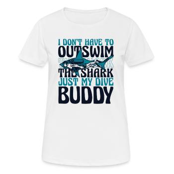 Je n’ai pas à nager plus loin que les lunettes de requin - T-shirt respirant Femme - blanc - Devant - AI Model Female 172 dark (172cm)