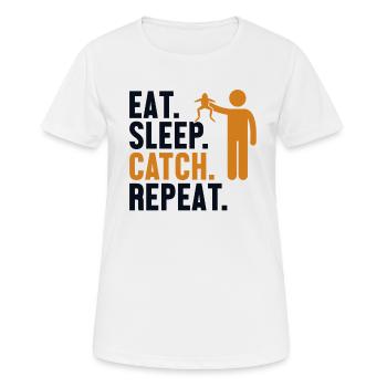 Eat Sleep Catch Repeat Kaulquappe Laubfrosch - Frauen T-Shirt atmungsaktiv - Weiß - Vorne - AI Model Female 172 dark (172cm)