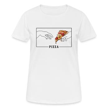 Michelangelo Création d’Adam Pizza Pizza - T-shirt respirant Femme - blanc - Devant - AI Model Female 172 dark (172cm)