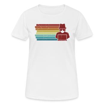 Rétro Social Engineering Phishing Sniffer Grey - T-shirt respirant Femme - blanc - Devant - AI Model Female 172 dark (172cm)