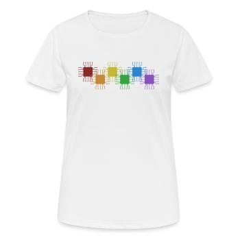 Hacker LGBT Rainbow Phishing Sniffer Grey Hat - T-shirt respirant Femme - blanc - Devant - AI Model Female 172 dark (172cm)
