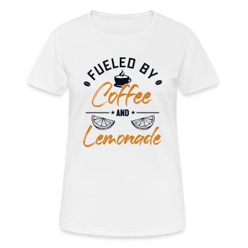Alimenté par le café et la limonade Limonade - T-shirt respirant Femme - blanc - Devant - AI Model Female 172 dark (172cm)