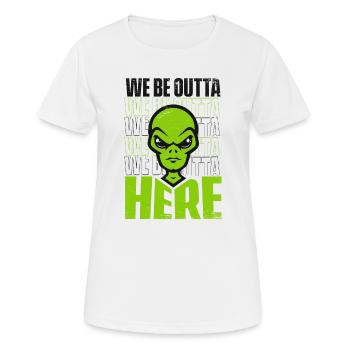 Nous sommes ici Conspiration extraterrestre OVNI - T-shirt respirant Femme - blanc - Devant - AI Model Female 172 dark (172cm)
