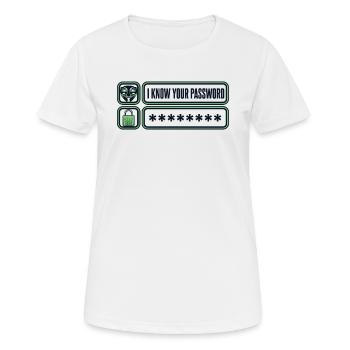 Je connais votre mot de passe Phishing Renifleur Grey Hat - T-shirt respirant Femme - blanc - Devant - AI Model Female 172 dark (172cm)