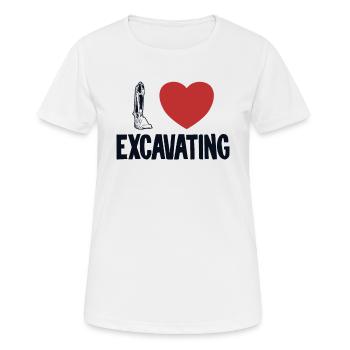 I love Excavating Crawler Excavator - Women's Breathable T-Shirt - white - Front - AI Model Female 172 dark (172cm)