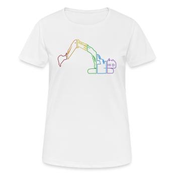Excavator LGBT Rainbow Crawler Excavator - Women's Breathable T-Shirt - white - Front - AI Model Female 172 dark (172cm)