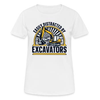 Easily Distracted By Excavators Crawler Excavator - Women's Breathable T-Shirt - white - Front - AI Model Female 172 dark (172cm)