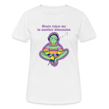 La musique m’emmène dans une autre dimension Ovni - T-shirt respirant Femme - blanc - Devant - AI Model Female 172 dark (172cm)