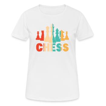 Joueur rétro Grand maître Reine Échecs professionnels - T-shirt respirant Femme - blanc - Devant - AI Model Female 172 dark (172cm)