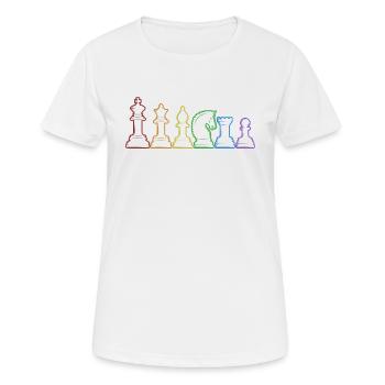 Chess LGBT Rainbow Player Grandmaster Queen Chess - T-shirt respirant Femme - blanc - Devant - AI Model Female 172 dark (172cm)