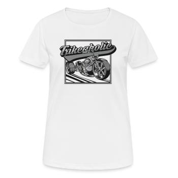 Trikeaholic Threewheeler Trikebike Dreirad - Frauen T-Shirt atmungsaktiv - Weiß - Vorne - AI Model Female 172 dark (172cm)