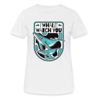Je vous observe Béluga bleu Cachalot Baleine - T-shirt respirant Femme - blanc - Devant - AI Model Female 172 dark (172cm)