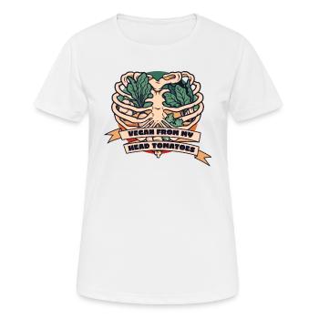 Vegan From My Head Tomates végétalien à base de plantes - T-shirt respirant Femme - blanc - Devant - AI Model Female 172 dark (172cm)