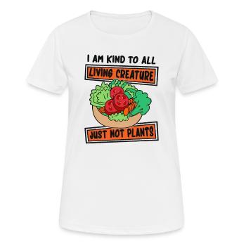Ich bin nett zu allen Lebewesen Veganer Veganer - Frauen T-Shirt atmungsaktiv - Weiß - Vorne - AI Model Female 172 dark (172cm)