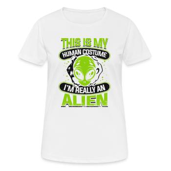 C’est mon costume humain Je suis vraiment un ovni extraterrestre - T-shirt respirant Femme - blanc - Devant - AI Model Female 172 dark (172cm)