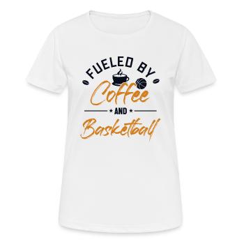 Alimenté par le café et le basket-ball Basketteur - T-shirt respirant Femme - blanc - Devant - AI Model Female 172 dark (172cm)