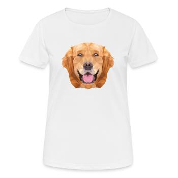 Polygon Wauwau Rüde Vierbeiner Golden Retriever - Frauen T-Shirt atmungsaktiv - Weiß - Vorne - AI Model Female 172 dark (172cm)