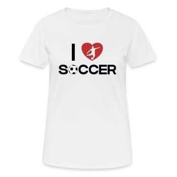 I love Soccer Fußballprofi Fußballgott Torjäger - Frauen T-Shirt atmungsaktiv - Weiß - Vorne - AI Model Female 172 dark (172cm)