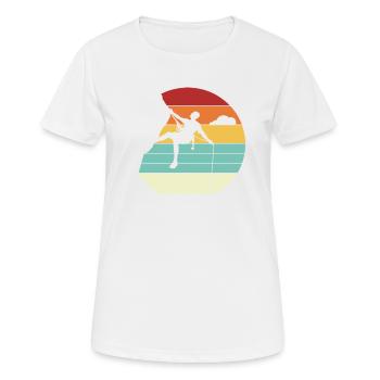 Retro Speedklettern Alpinklettern Sportklettern - Frauen T-Shirt atmungsaktiv - Weiß - Vorne - AI Model Female 172 dark (172cm)