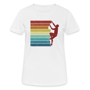 Retro Bouldern Speedklettern Sportklettern - Frauen T-Shirt atmungsaktiv - Weiß - Vorne - AI Model Female 172 dark (172cm)