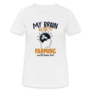 My Brain is 95% Farming Farmer Agriculture - Women's Breathable T-Shirt - white - Front - AI Model Female 172 dark (172cm)