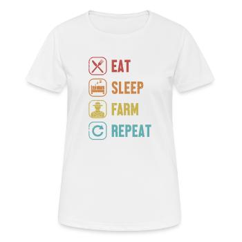 Eat Sleep Farm Repeat Organic Farmer Farmer - Women's Breathable T-Shirt - white - Front - AI Model Female 172 dark (172cm)