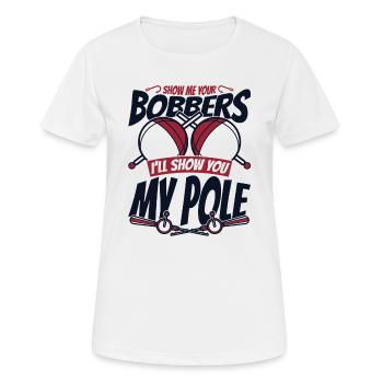 Montrez-moi vos bobbers pêche en haute mer pêcheur à la mouche - T-shirt respirant Femme - blanc - Devant - AI Model Female 172 dark (172cm)