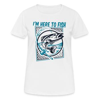 Je suis ici pour pêcher, pêcheur au fil, pêcheur en haute mer, pêcheur à la ligne - T-shirt respirant Femme - blanc - Devant - AI Model Female 172 dark (172cm)
