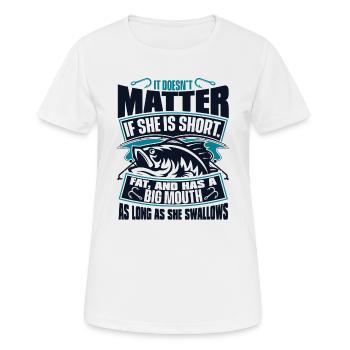 As Long As She Swallows Spin Fisherman - Women's Breathable T-Shirt - white - Front - AI Model Female 172 dark (172cm)