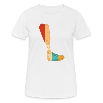 Retro Künstliche Beine Prothese Fuß Benutzer Bein - Frauen T-Shirt atmungsaktiv - Weiß - Vorne - AI Model Female 172 dark (172cm)