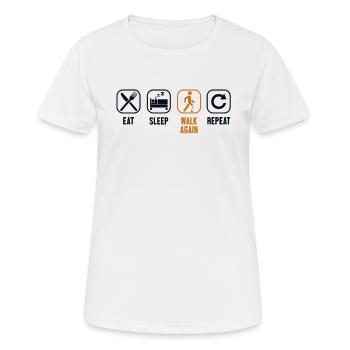 Essen, Schlafwandeln, Wiederholung: Künstliche Beine, Bein - Frauen T-Shirt atmungsaktiv - Weiß - Vorne - AI Model Female 172 dark (172cm)