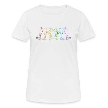 Beinprothese LGBT Regenbogenprothese Fuß Bein - Frauen T-Shirt atmungsaktiv - Weiß - Vorne - AI Model Female 172 dark (172cm)