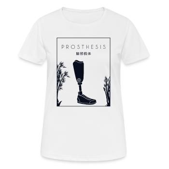 Prothese Chinesisches Hanzi künstliche Beine Benutzerbein - Frauen T-Shirt atmungsaktiv - Weiß - Vorne - AI Model Female 172 dark (172cm)